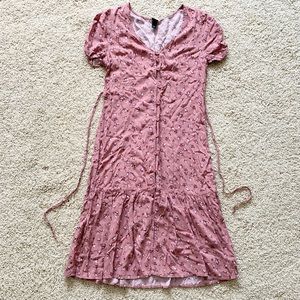 Pink floral midi dress